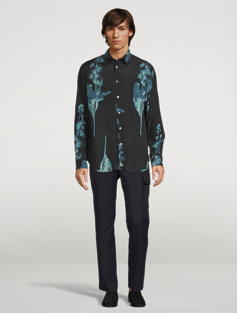 PAUL SMITH Tailored Shirt In Stem Print Mens Blue