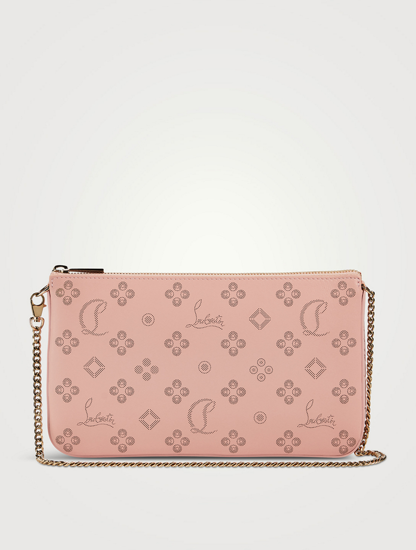 CHRISTIAN LOUBOUTIN Loubila Perforated Leather Chain Pouch Women's Pink