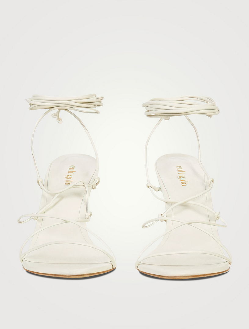 CULT GAIA Soleil Ankle-Tie Leather Sandals Women's White