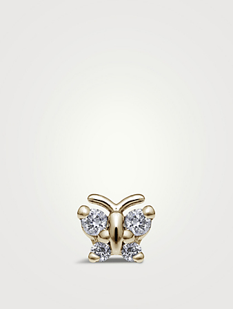 Clou d'oreille papillon en or 18 ct avec diamants