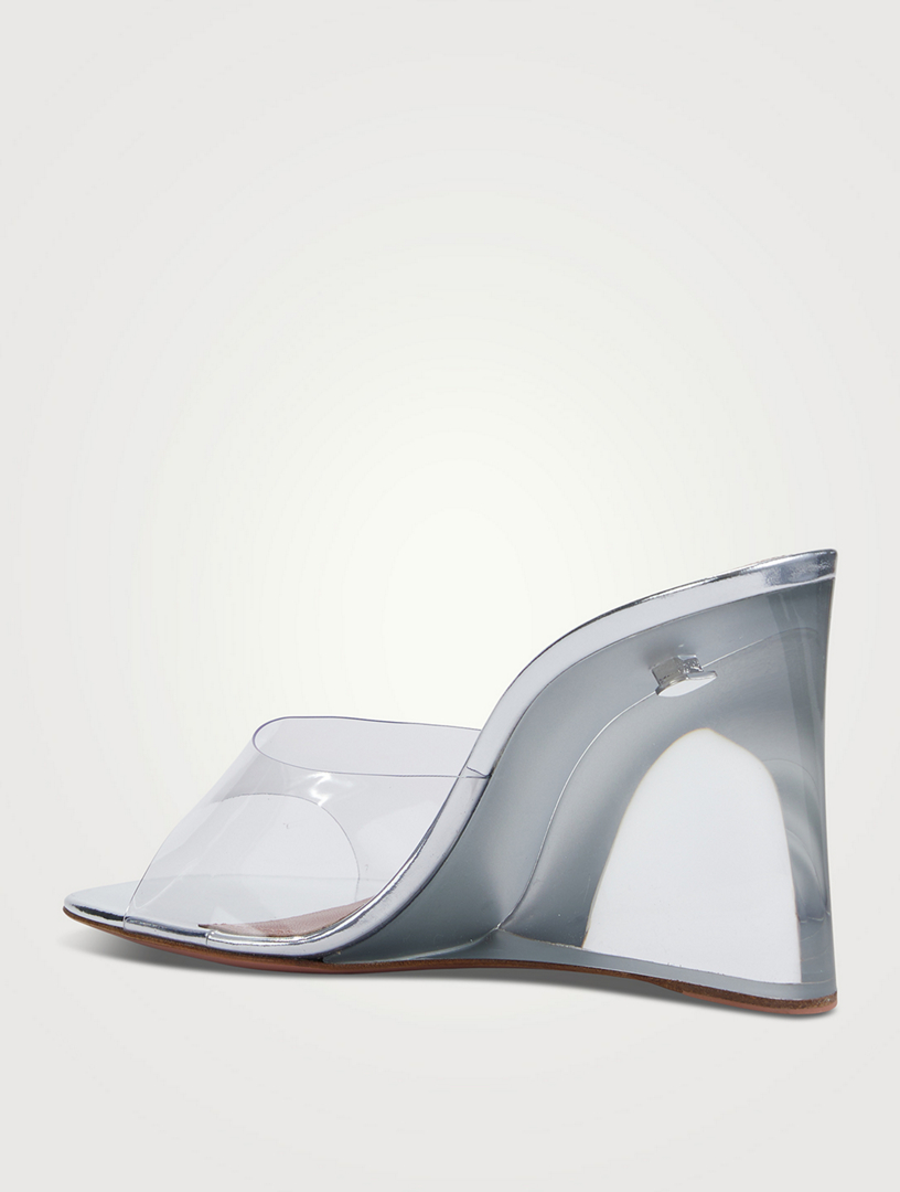 AMINA MUADDI Lupita Glass Clear PVC Wedge Mules | Holt Renfrew Canada
