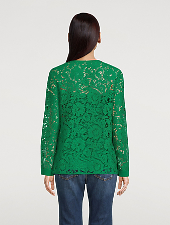 VALENTINO Lace Tunic Blouse Women's Green