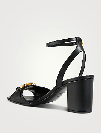 VALENTINO GARAVANI VLOGO Chain Leather Sandals Women's Black