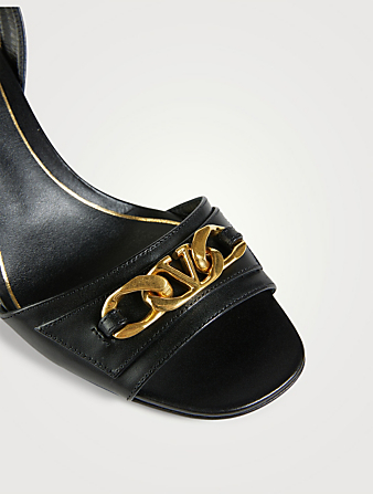 VALENTINO GARAVANI VLOGO Chain Leather Sandals Women's Black