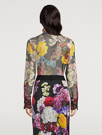 DOLCE & GABBANA Silk Chiffon Shirt In Mixed-Floral Print Women's Multi
