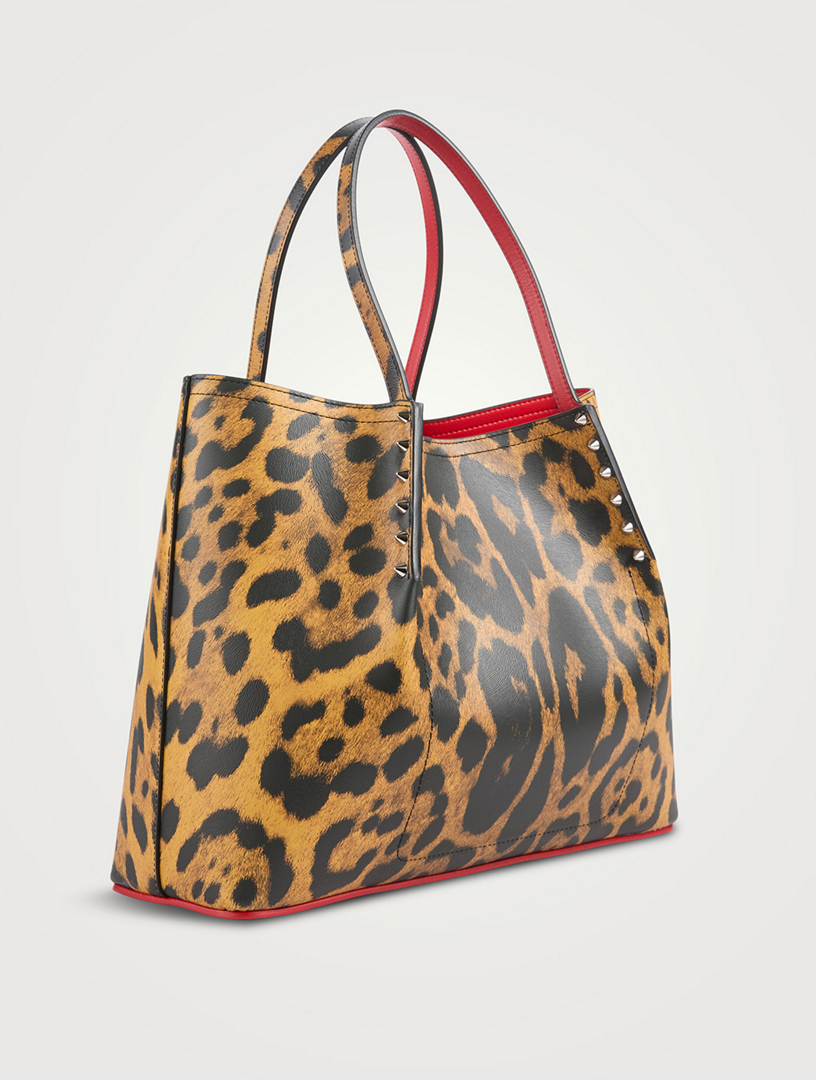 CHRISTIAN LOUBOUTIN Small Cabarock Leather Tote Bag In Leopard Print ...