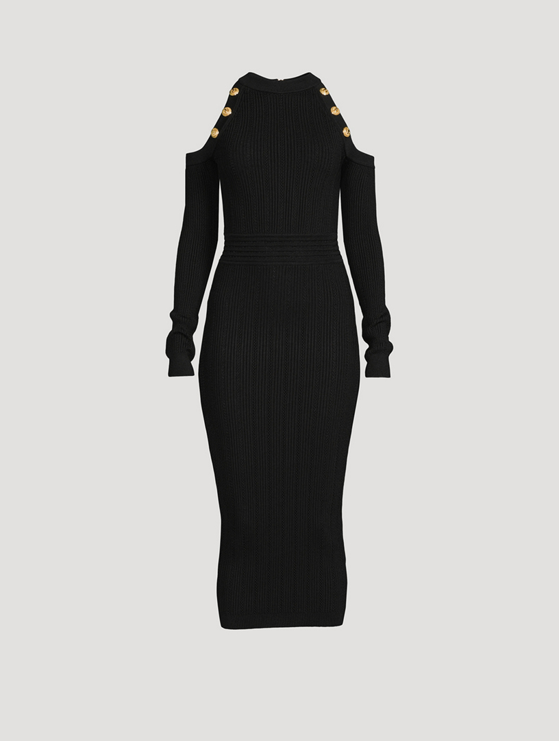 Balmain Cut Out Knit Midi Dress Holt Renfrew Canada 