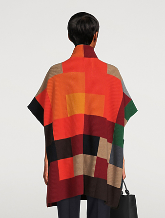 AKRIS Abstract Intarsia Cashmere, Wool And Silk Cape Women's Multi