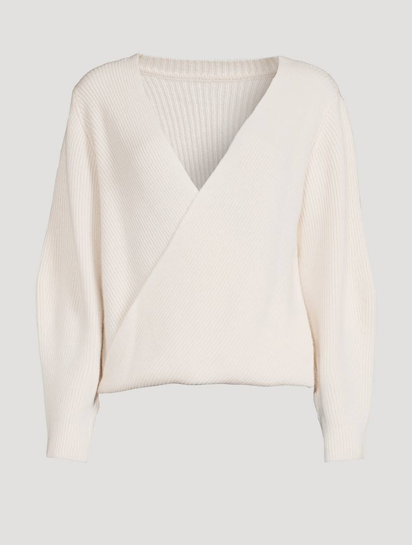 LISA YANG Rosa Wrap-Front Cashmere Sweater Women's White