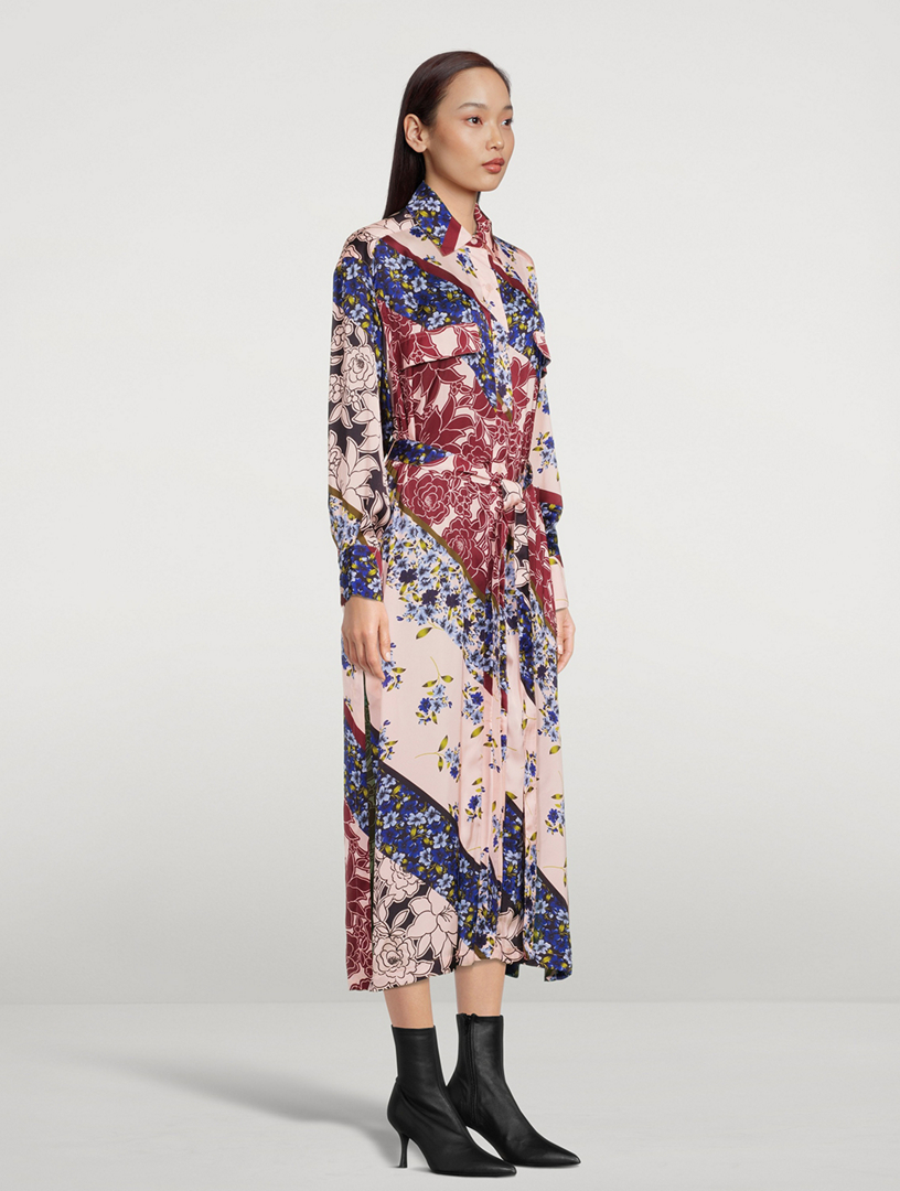 SMYTHE Belted Shirt Dress In Floral Print Women's Multi