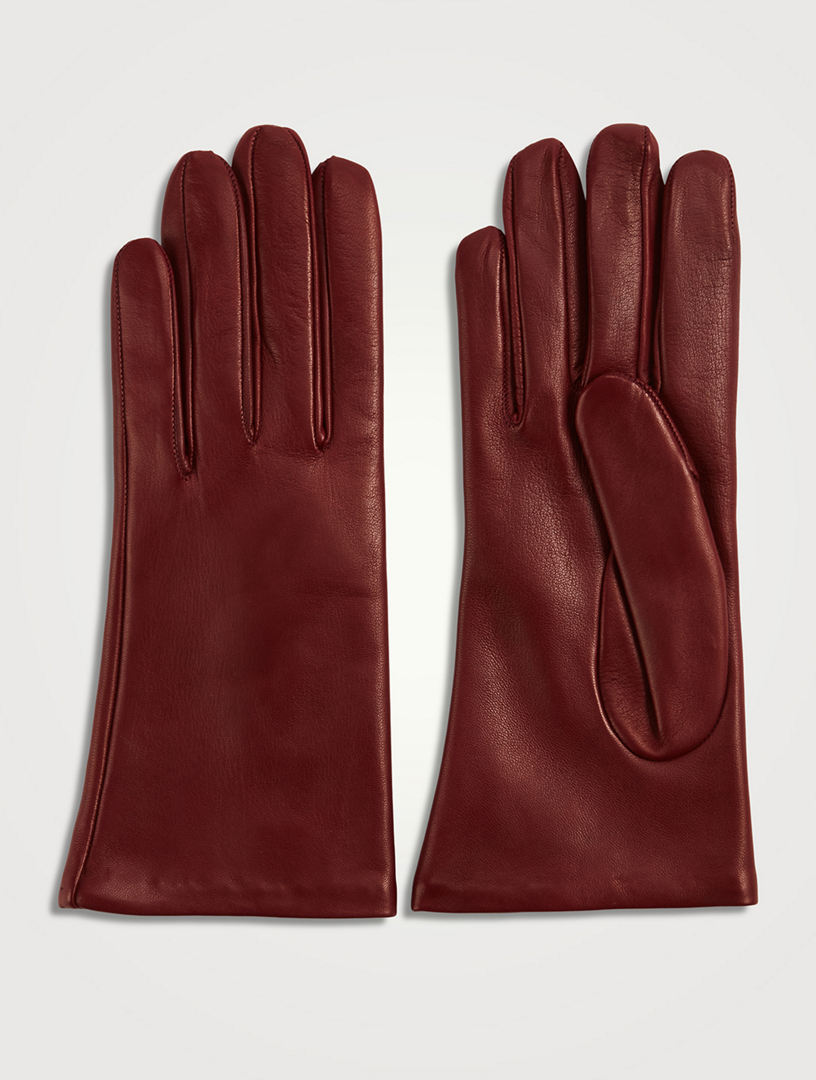 Aspinal of London Leather  Cashmere Lined Gloves in Burgundy Womens Accessories Gloves Red 