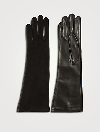 FLORIANA GLOVES Eight-Button Suede And Nappa Leather With Silk Lining Women's Black