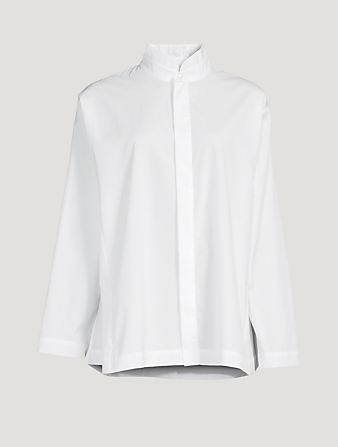 Double Stand Collar Cotton Shirt