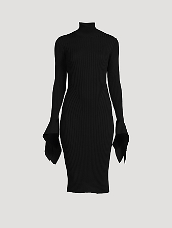 AMI PARIS Robe mi-longue en tricot côtelé Femmes Noir