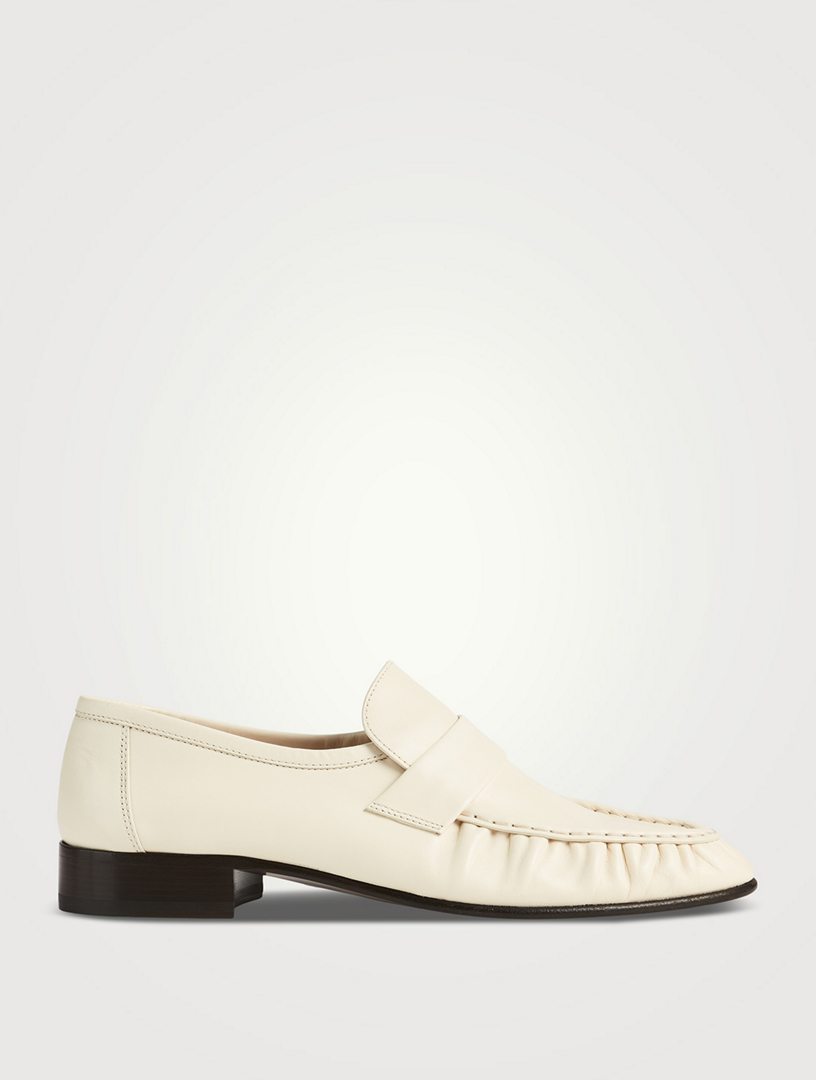 THE ROW Leather Soft Loafers Women's White