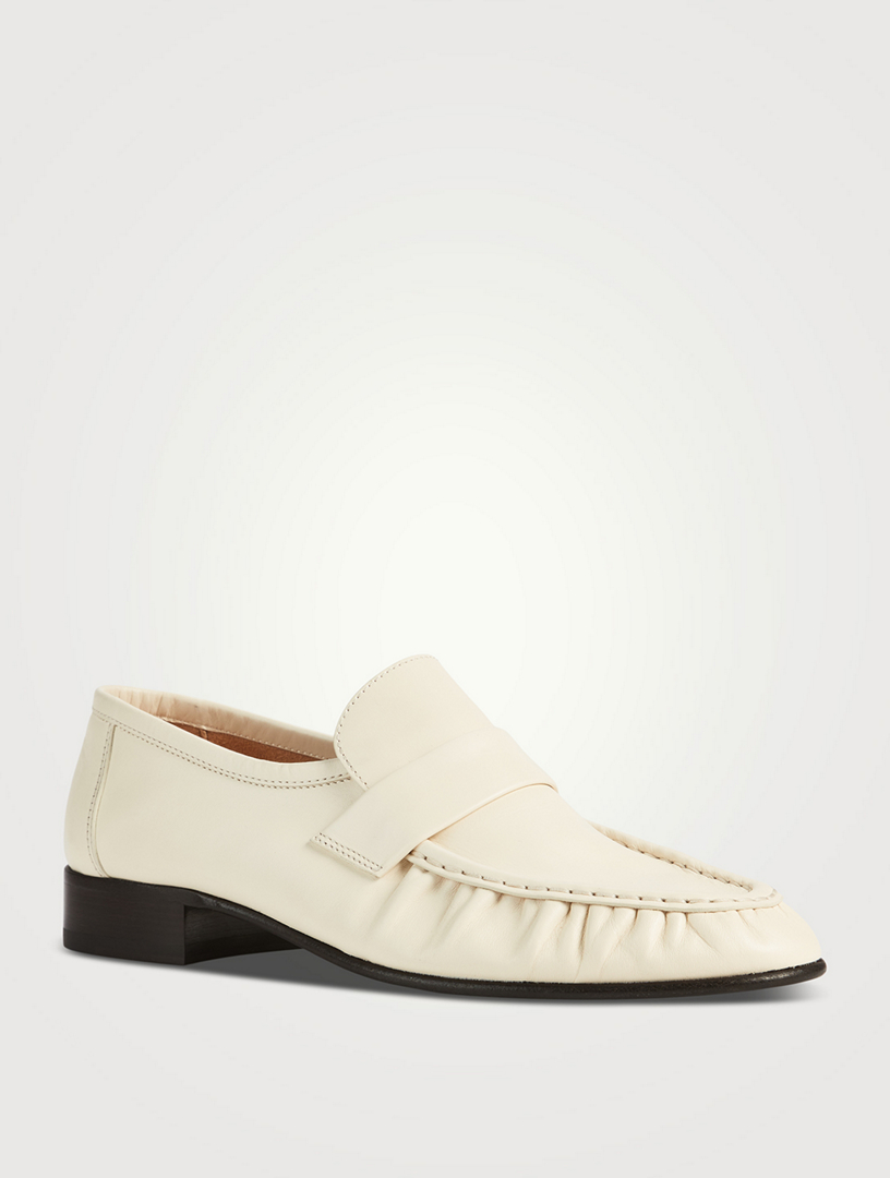 THE ROW Leather Soft Loafers Women's White