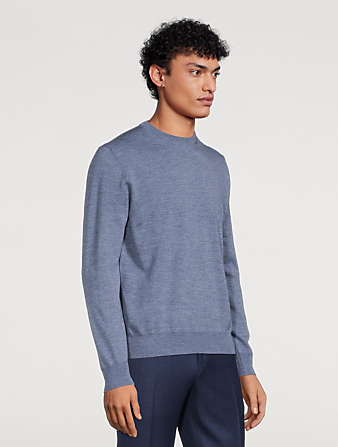 CANALI Wool Crewneck Sweater Men's Blue