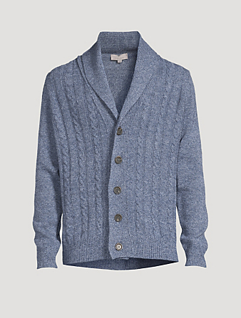 CANALI Cardigan en tricot de laine torsadé Hommes Bleu