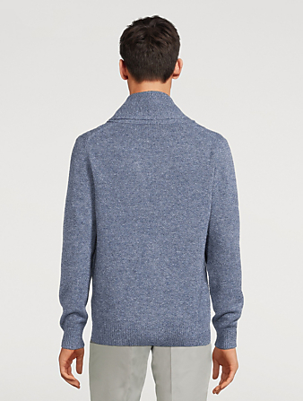 CANALI Cardigan en tricot de laine torsadé Hommes Bleu
