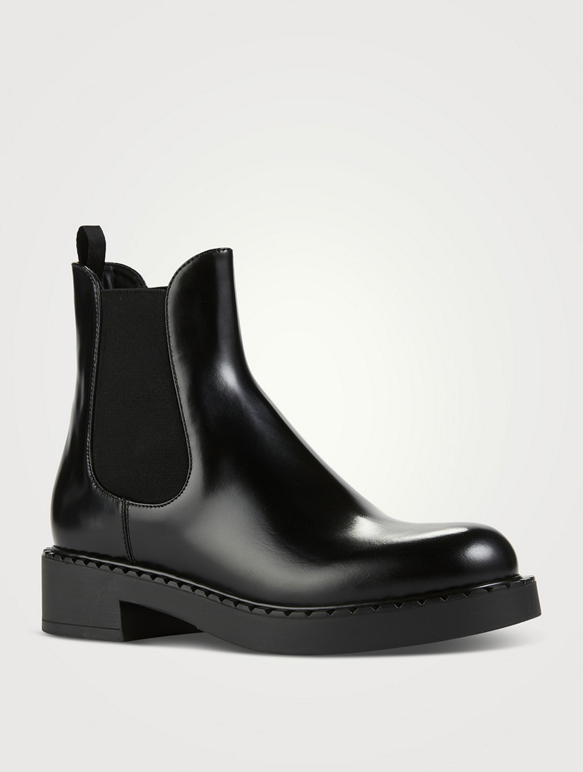 PRADA Chocolate Leather Chelsea Boots | Holt Renfrew Canada