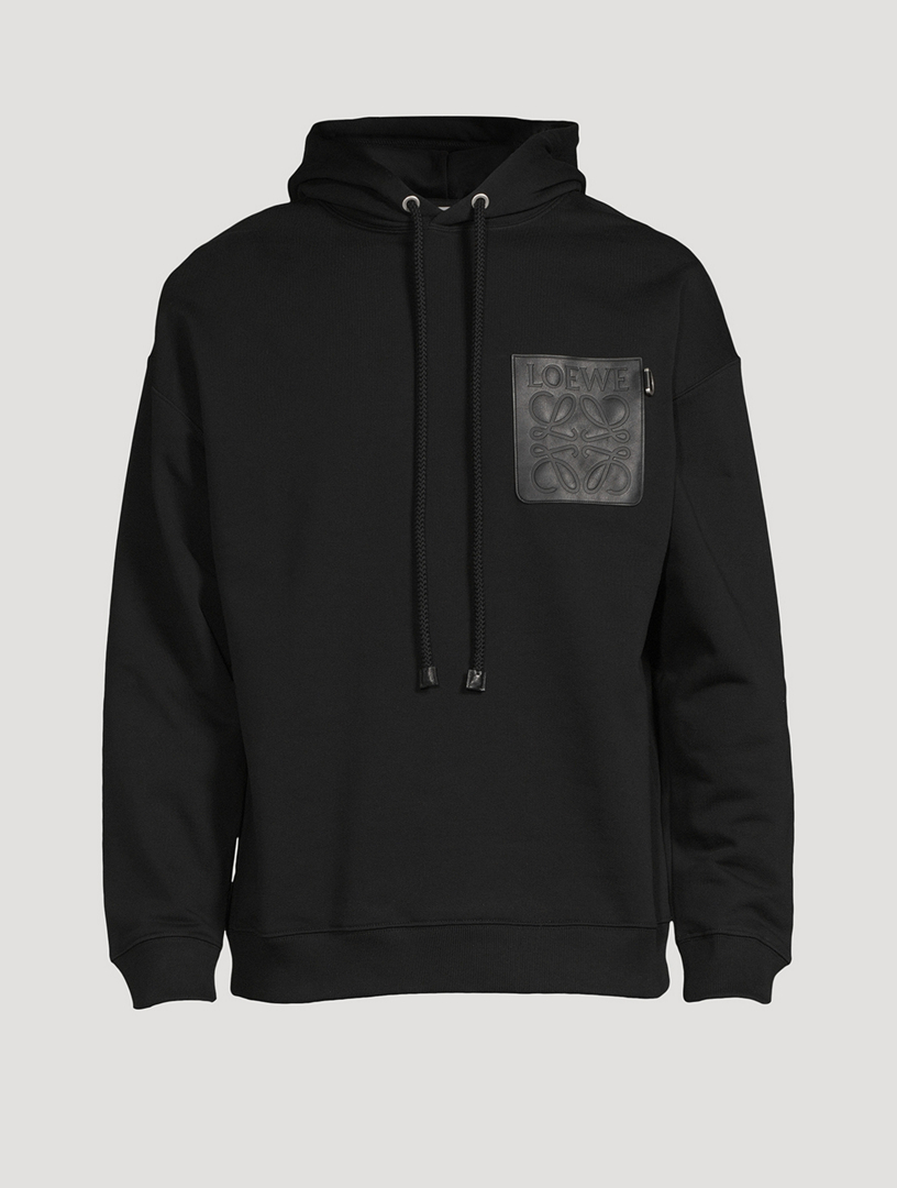 Anagram Cotton Hoodie With Leather Patch