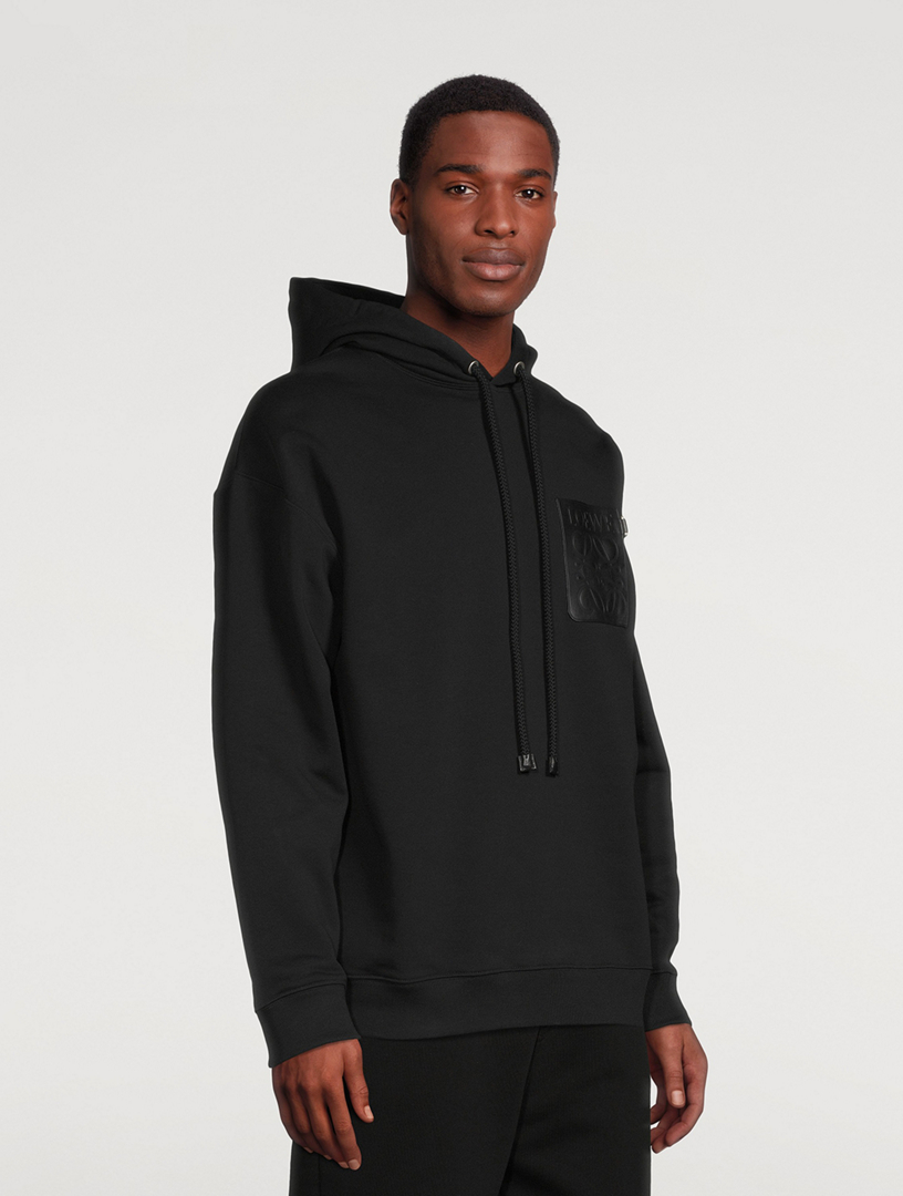 Anagram Cotton Hoodie With Leather Patch