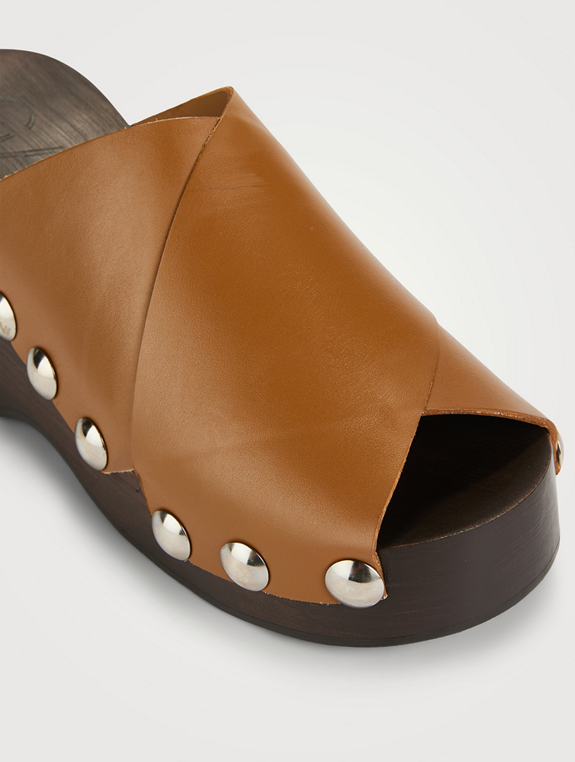 Ganni Retro Leather Platform Clogs Holt Renfrew Canada