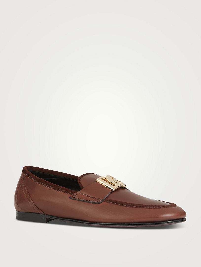 DOLCE & GABBANA Leather Loafers With Logo | Holt Renfrew Canada