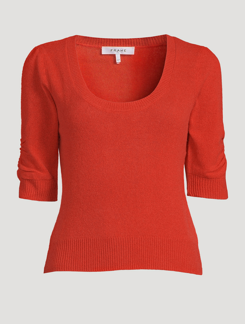 FRAME Scoopneck Cashmere Sweater Women's Orange