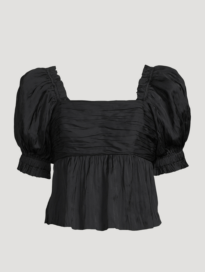 FRAME Puff-Sleeve Charmeuse Top | Holt Renfrew Canada