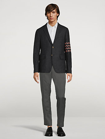 THOM BROWNE Unconstructed Cotton Jacket With Donegal Tweed Mens Blue