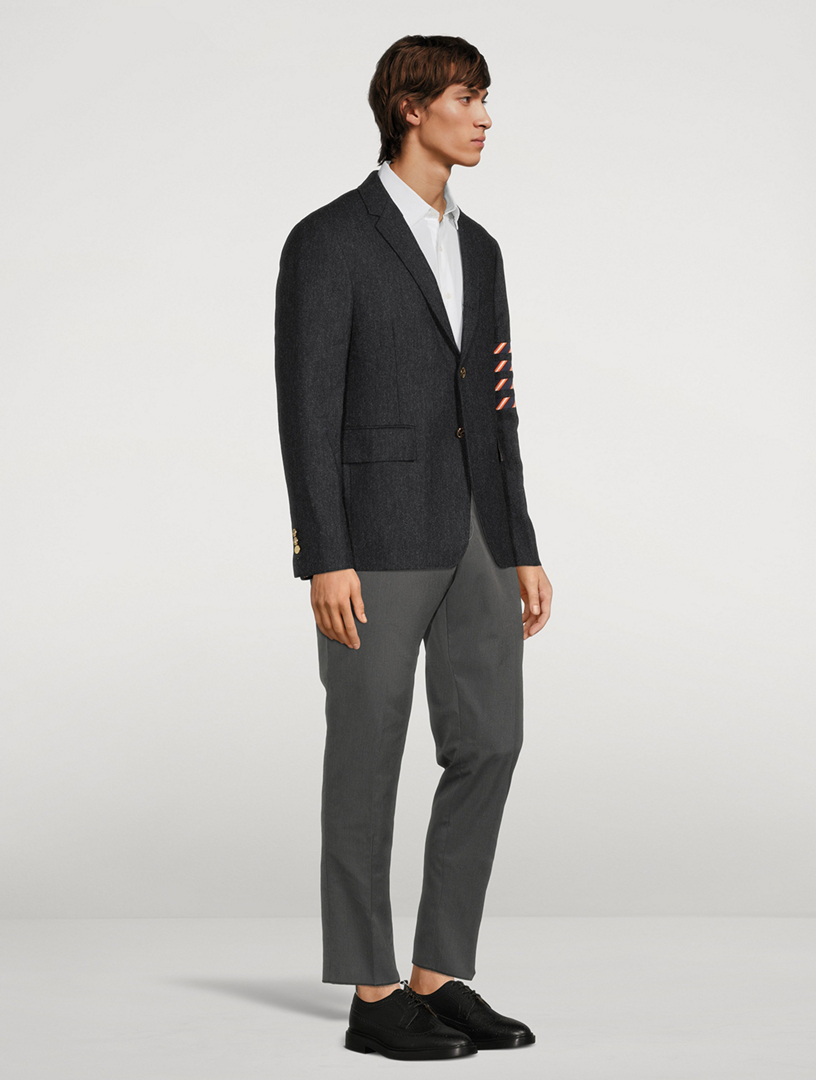 THOM BROWNE Unconstructed Cotton Jacket With Donegal Tweed Mens Blue