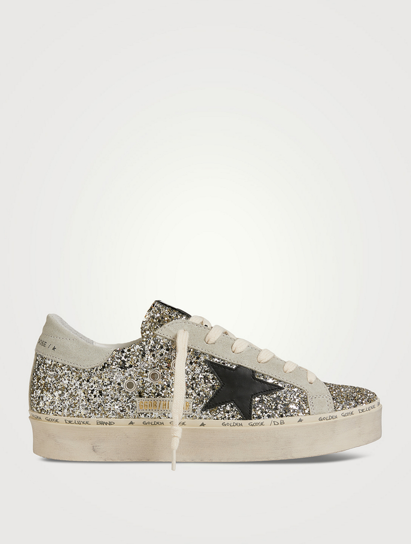 silver glitter platform sneakers