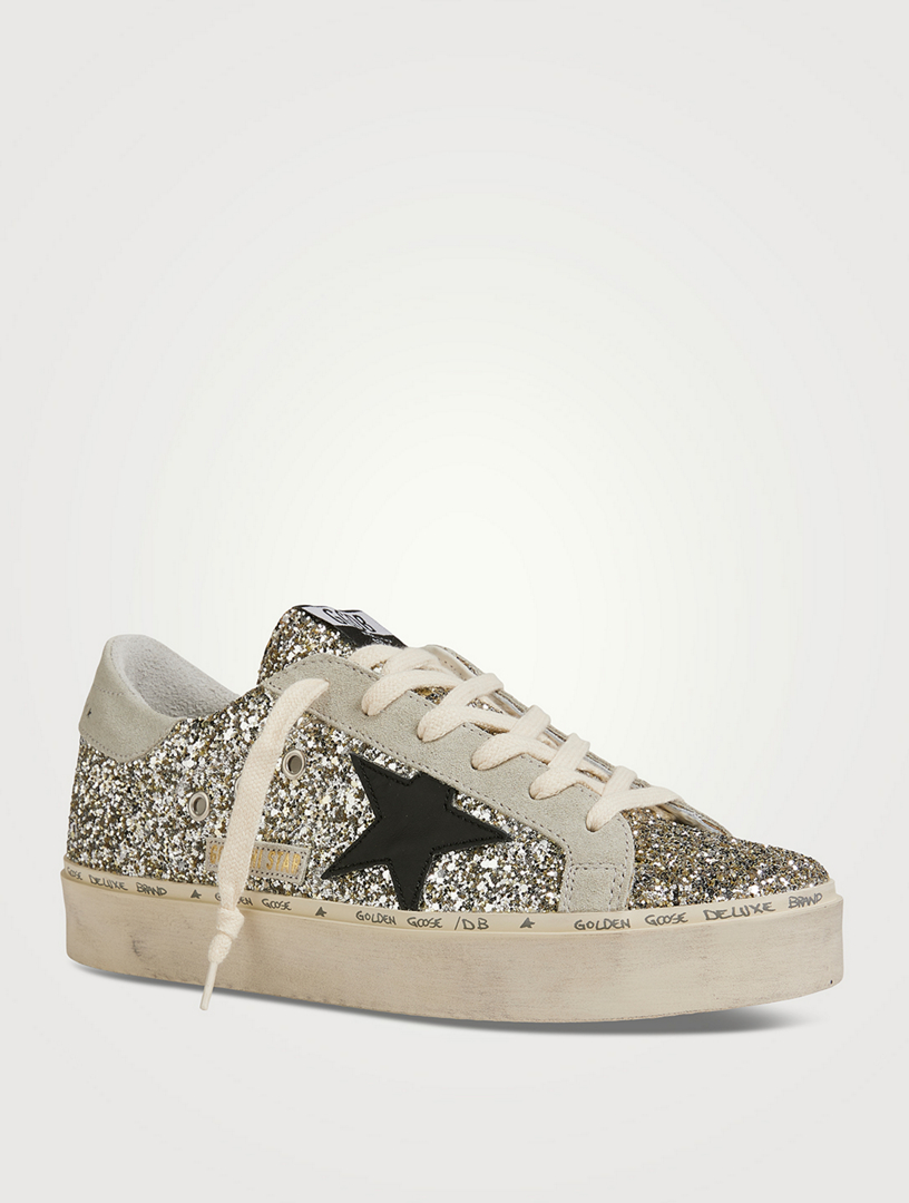 silver glitter platform sneakers