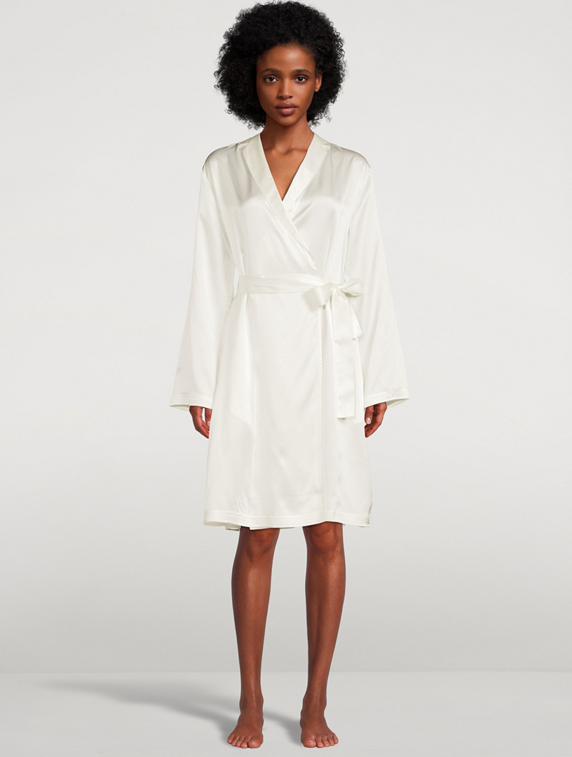 la perla short silk robe