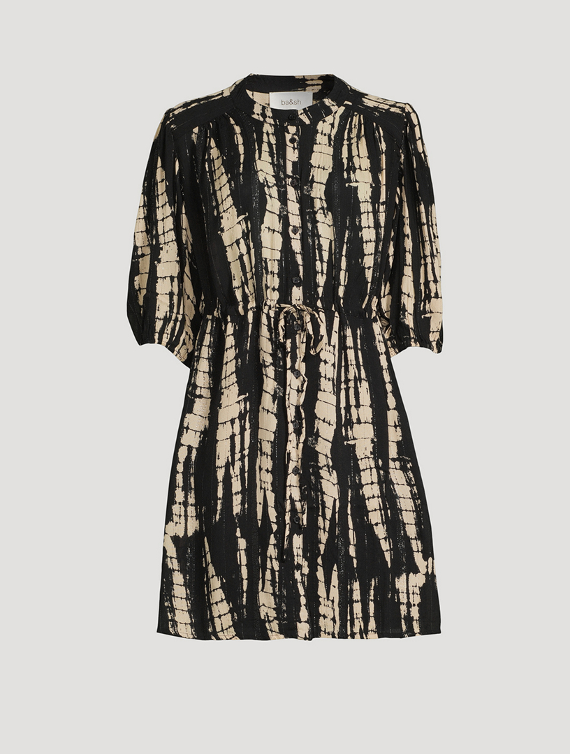 BA&SH Kenya Shirt Dress In Tie-Dye Print Women's Black