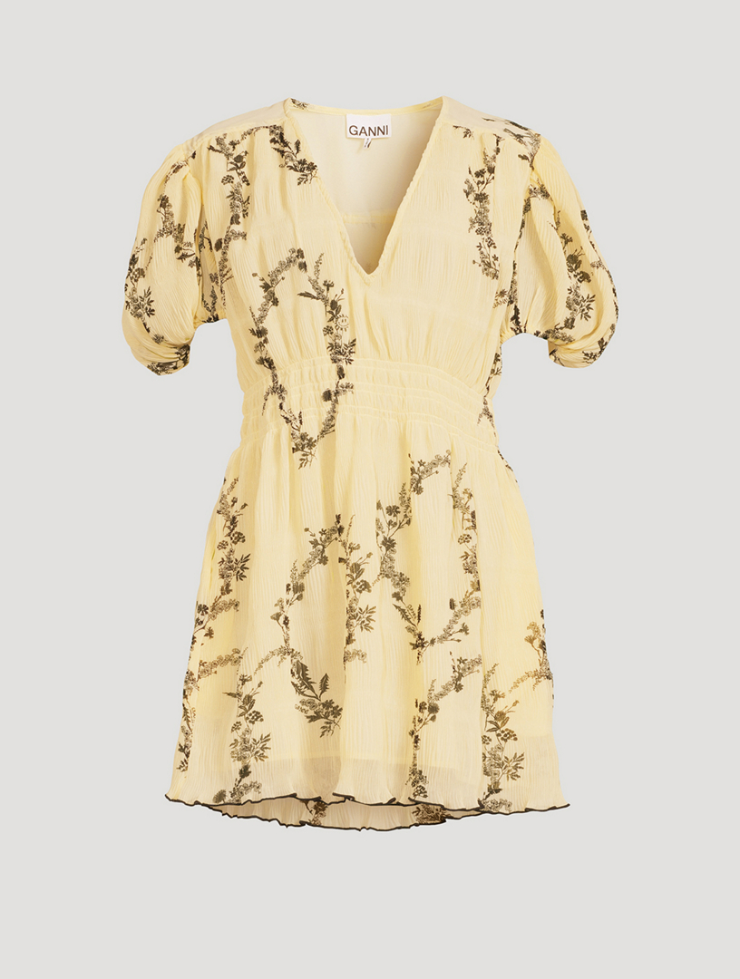 ganni yellow wrap dress