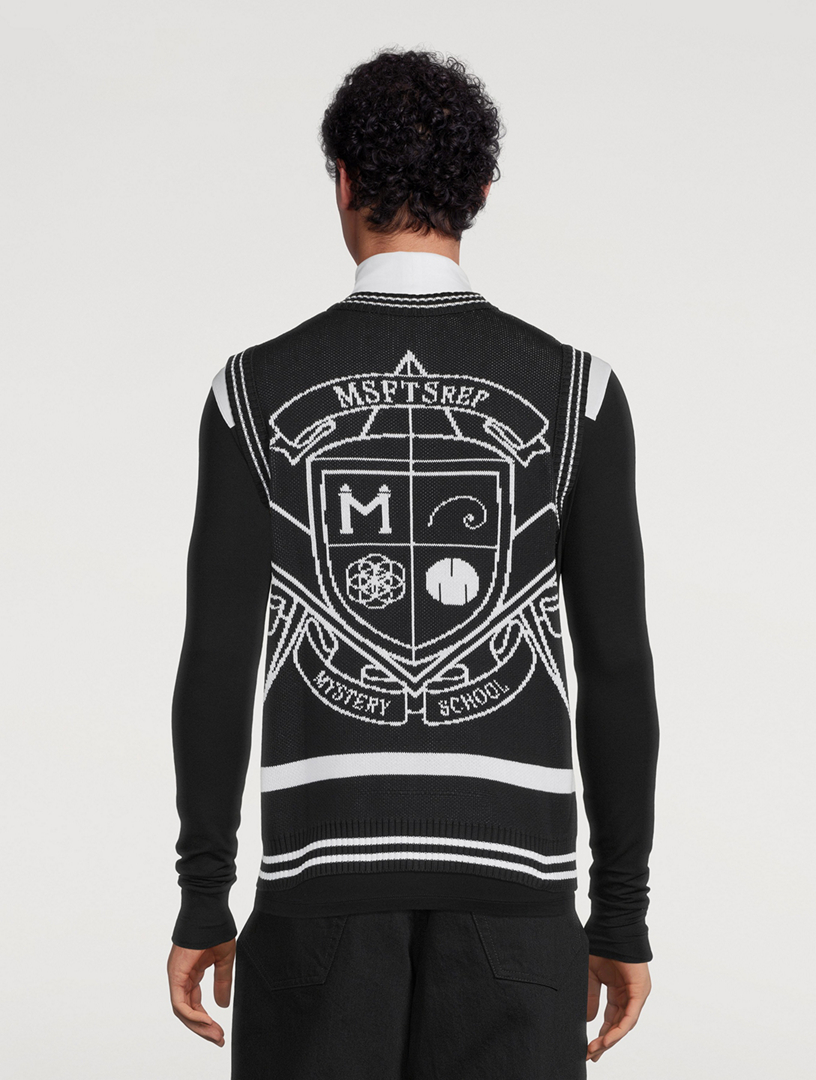 MSFTS Crest Knit Sweater Vest Mens Black