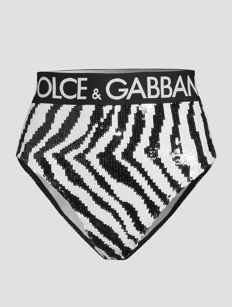 DOLCE & GABBANA Logo-Band Sequin Brief In Zebra Print | Holt Renfrew Canada