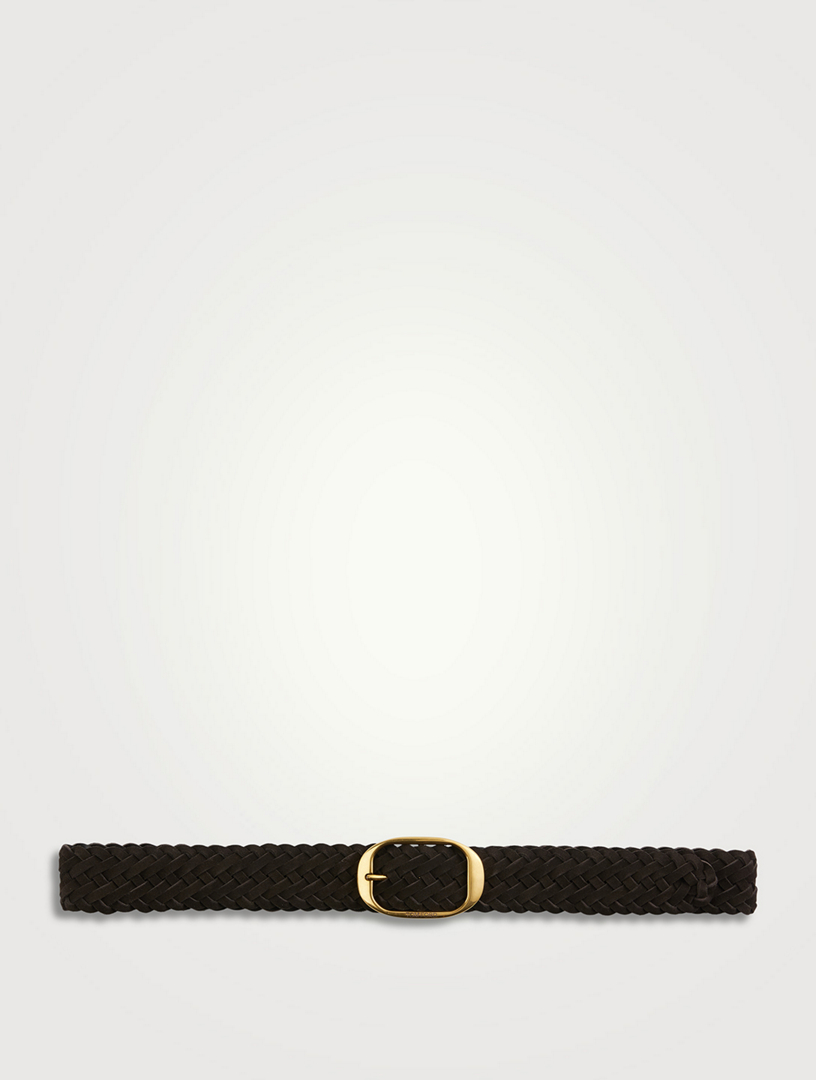 TOM FORD Leather Woven Belt With Oval Buckle | Holt Renfrew Canada