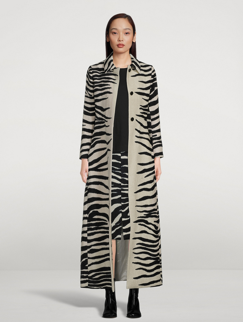 DRIES VAN NOTEN Rilke Long Jacket In Zebra Print Women's Beige