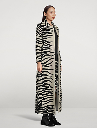 DRIES VAN NOTEN Rilke Long Jacket In Zebra Print Women's Beige