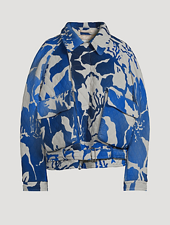 DRIES VAN NOTEN Vannan Padded Jacket In Hibiscus Print Men's Blue