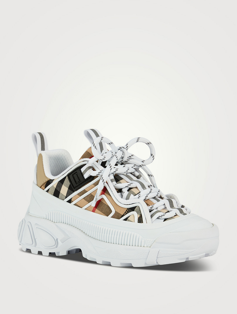 BURBERRY Vintage Check Cotton and Leather Sneakers | Holt Renfrew Canada