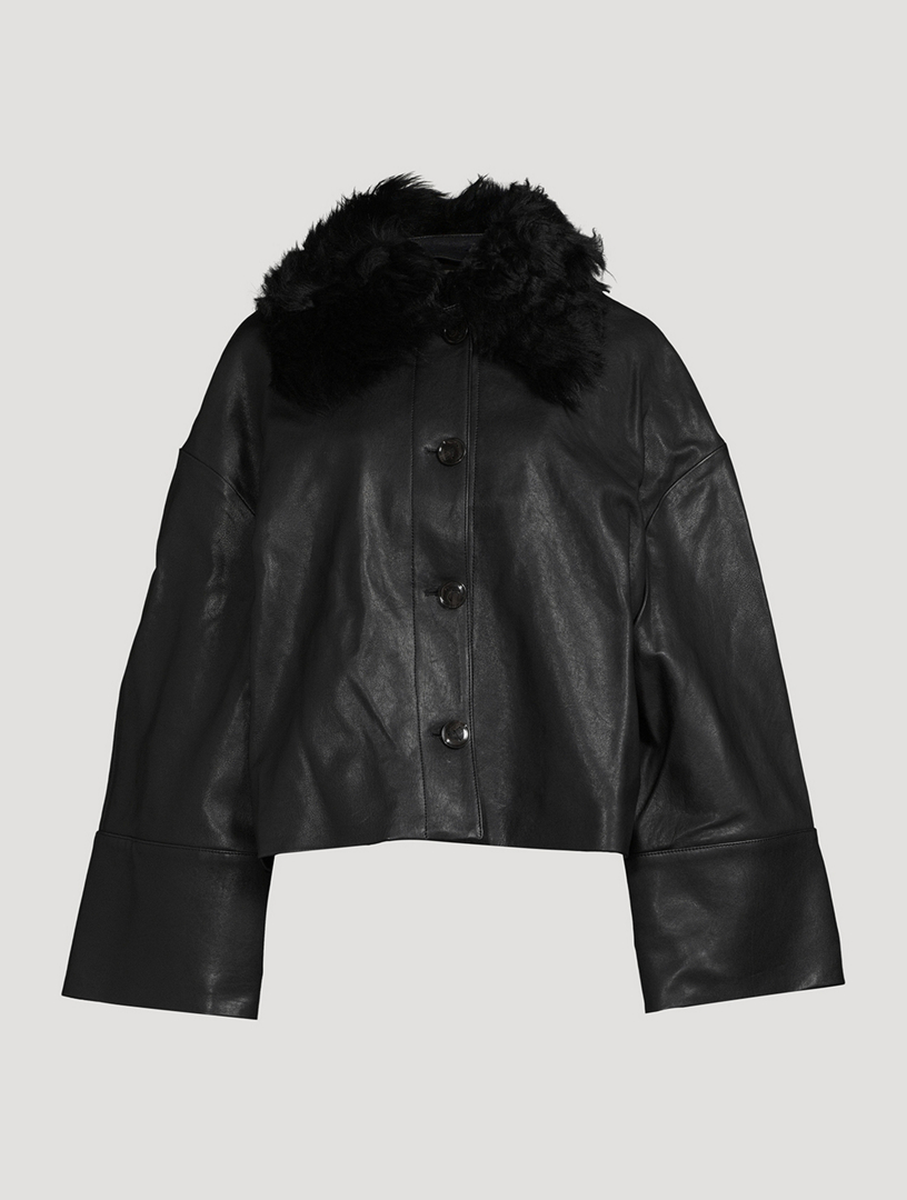 TOTÊME Shearling Collar Leather Jacket | Holt Renfrew Canada