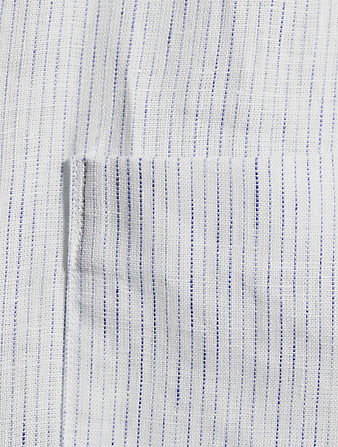 THEORY Irving Striped Linen Shirt Men's White