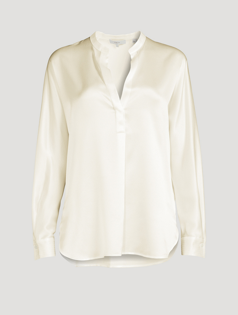 VINCE Satin Band Collar Blouse Holt Renfrew Canada