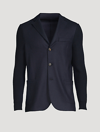Wool Blazer With Knit Sleeves