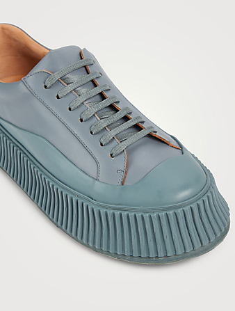 JIL SANDER Sneakers à semelle plateforme en cuir Femmes Bleu