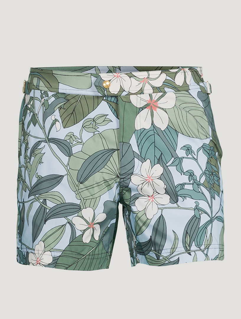 TOM FORD Short de bain à imprimé tropical floral Hommes Vert